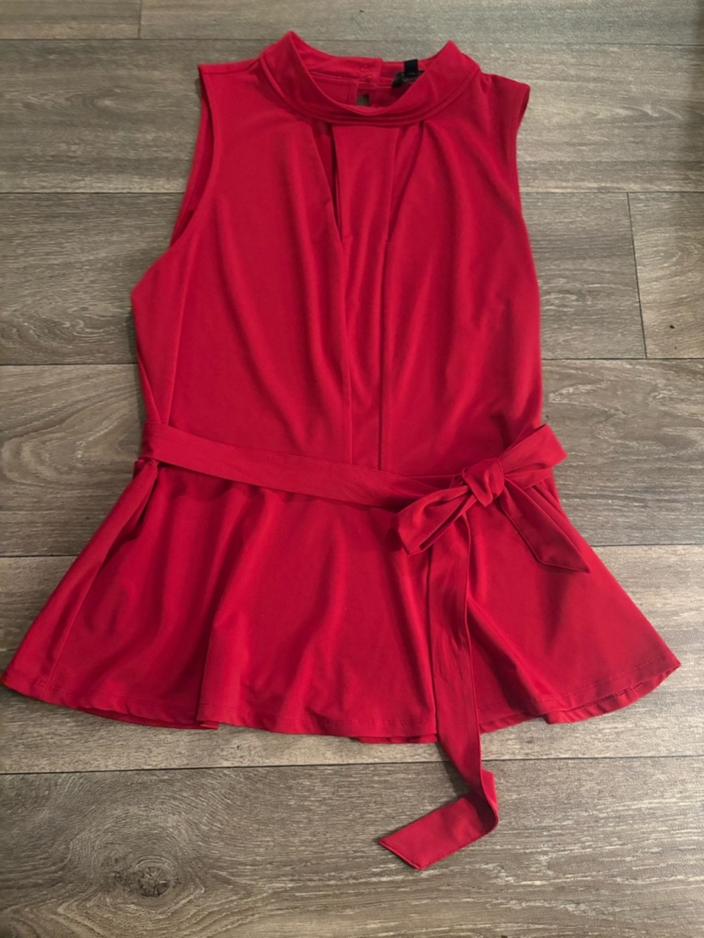 Guess Bright Red Sleeveless Peplum Top with Tie Waist
